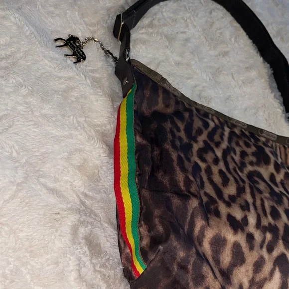 L.A.M.B. Lesportsac Rasta Stripe Leopard Print Shoulder Bag. Gwen Stefani Bag. - Picture 7 of 13